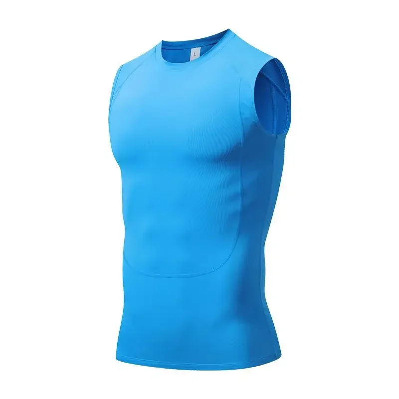 

Men Sports Vest Summer Sports Tights Running Tank Quick-drying Sleeveless Ice Silk T-shirt Basketball Training Fitness Clothes
