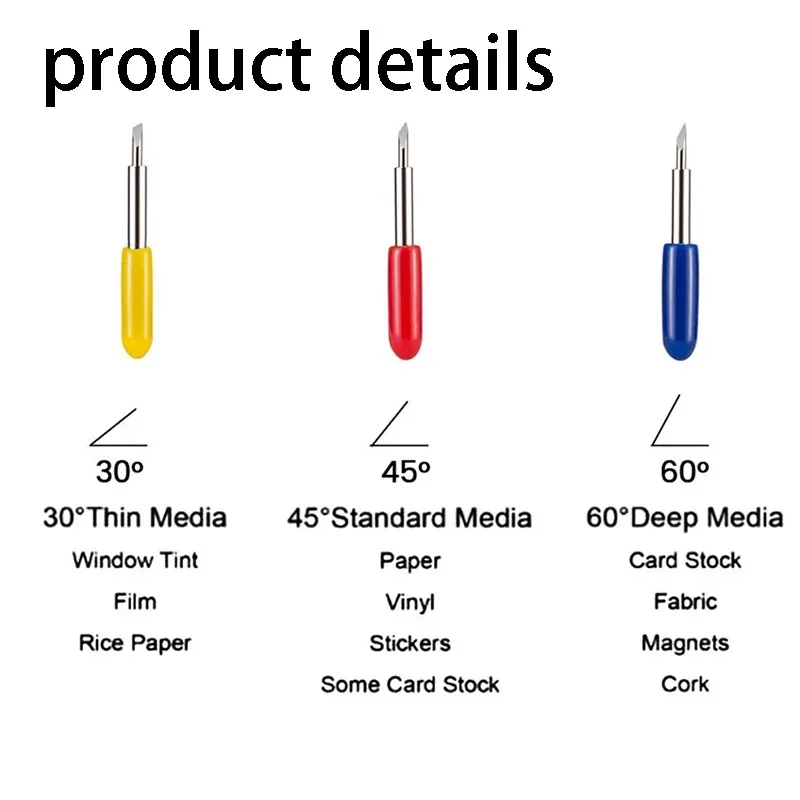 Imagem -02 - Graus Lâminas de Substituição Roland Cricut Plotter Faca Cortador Lâminas Fresagem Escultura Ferramentas para Corte Plotter 20 Peças 30 45 60