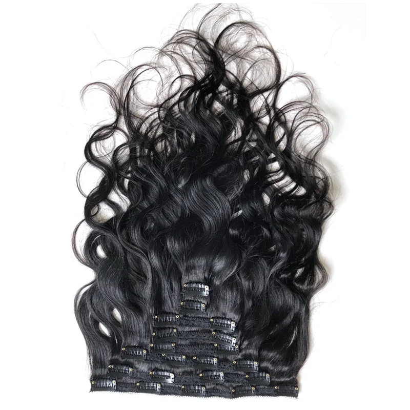 ster-ウォーターウェーブクリップヘアエクステンションヘアナチュラルカラーヘアウィッグクリップ