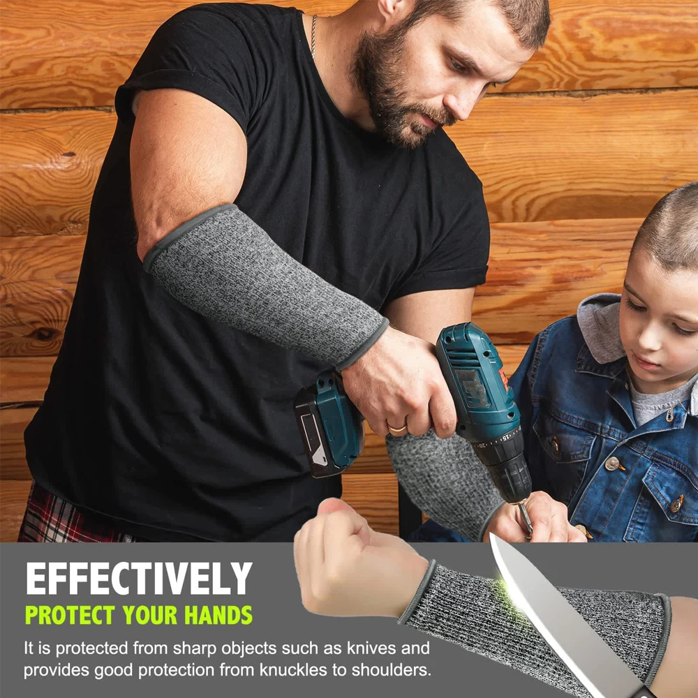 BraceTop 3 Pairs Cut Resistant Sleeve Arm Level 5 Protection Sleeve, Anti-cut Arm, Anti-knife, Wrist Guard, Safety Protection