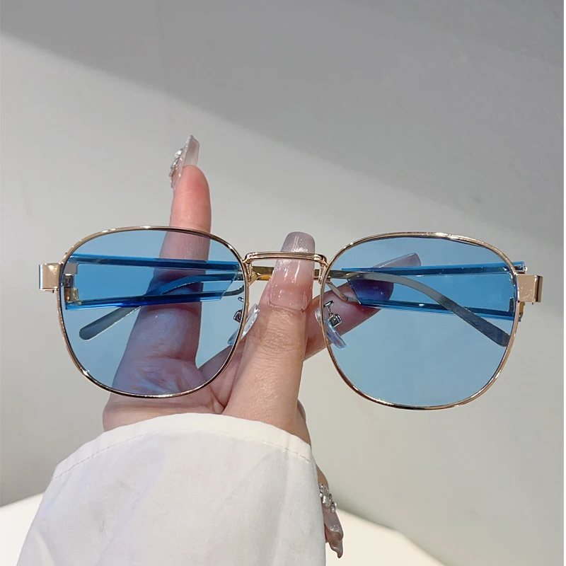 KAMMPT Vintage-Sonnenbrille, rund, für Damen, 2025, neu, modisch, einfarbig, lässige Farbtöne, trendige Luxus-Markendesign-Dekor-Sonnenbrille