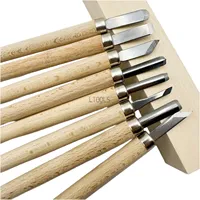 6-12pcs Professional Wood Handmade Beech Handle Carver Chisel Hand Tools Accessaries Carving Knife Set for Woodworkers Gouges