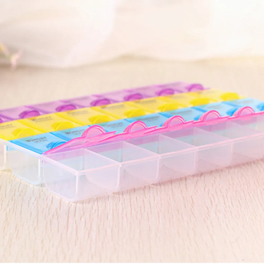Pill Box Weekly 7 Days 28 Compartments 4 Times A Day Labeled Noon Night Backup Easy Open Close for Seniors