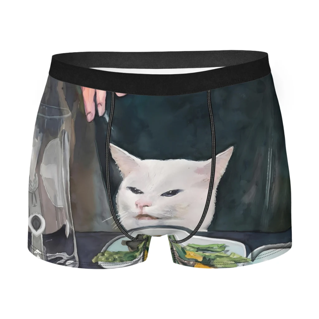 Cat Meme Funny Woman Yelling at Meme Eat Underpants Cotton Panties Men's Underwear ComfortableShorts Boxer Briefs