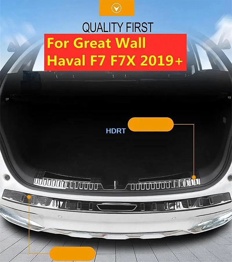 

For Great Wall Haval F7 2019-2021 Rear Bumper Protector Trims Cover Car Trunk Chromium Styling Anti Scratch Plate Exterior