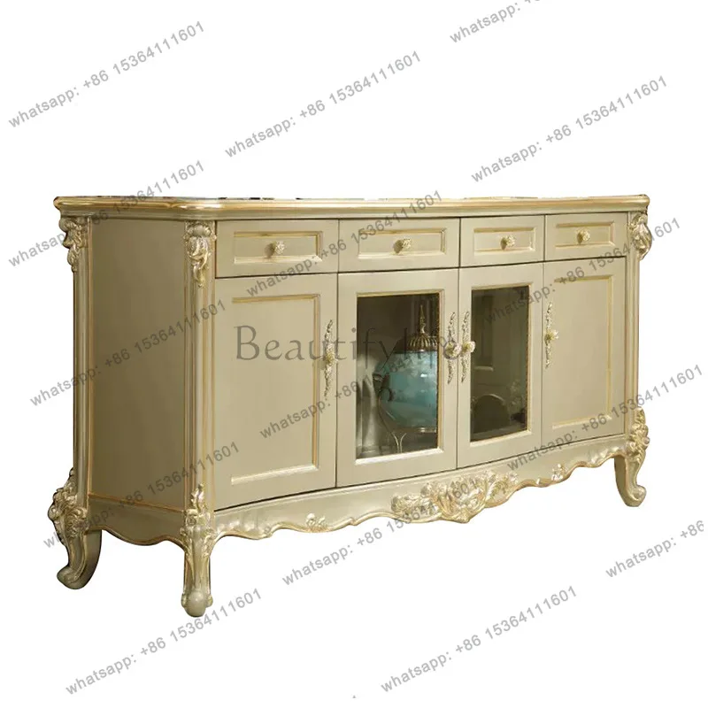 

European birch carved side cabinet French entrance neoclassical restaurant dining cabinet