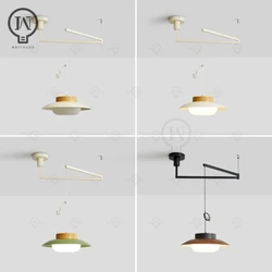 Long Pole Swing Arm Chandeliers Modern Adjustable Rotating Long Arm Lamp Be Shifted Folding Retractable Dining Table Chandelier