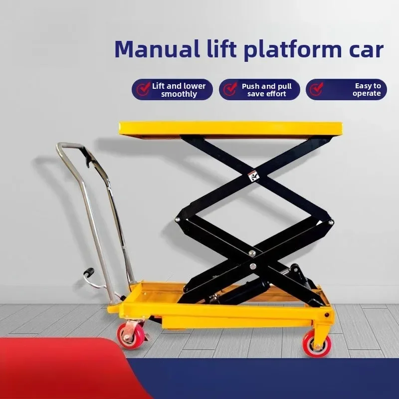 Manual hydraulic lifting platform trolley Manual logistics handling platform trolley Mobile scissor folding trolley