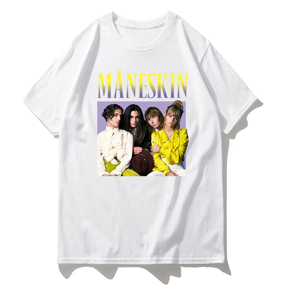 Maneskin Hip Hop Print Goth Harajuku Women T-shirt Casual Ladies Basic O-collar Short Sleeved y2k Top Tshirt Girl,Drop Ship