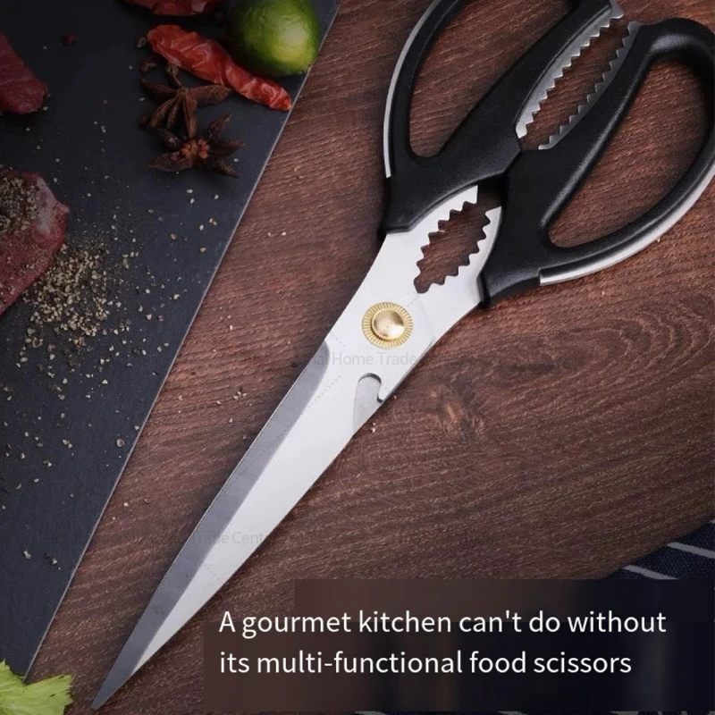 Korean Kitchen Scissors Stainless steel integrated Pickle Food Safety Scissors Multi Functional Anti skid Kitchen Scissors Tool