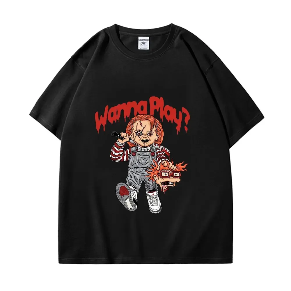 Divertenti magliette grafiche Chucky Horror uomo donna magliette oversize moda gotica T-shirt manica corta in puro cotone di alta qualità