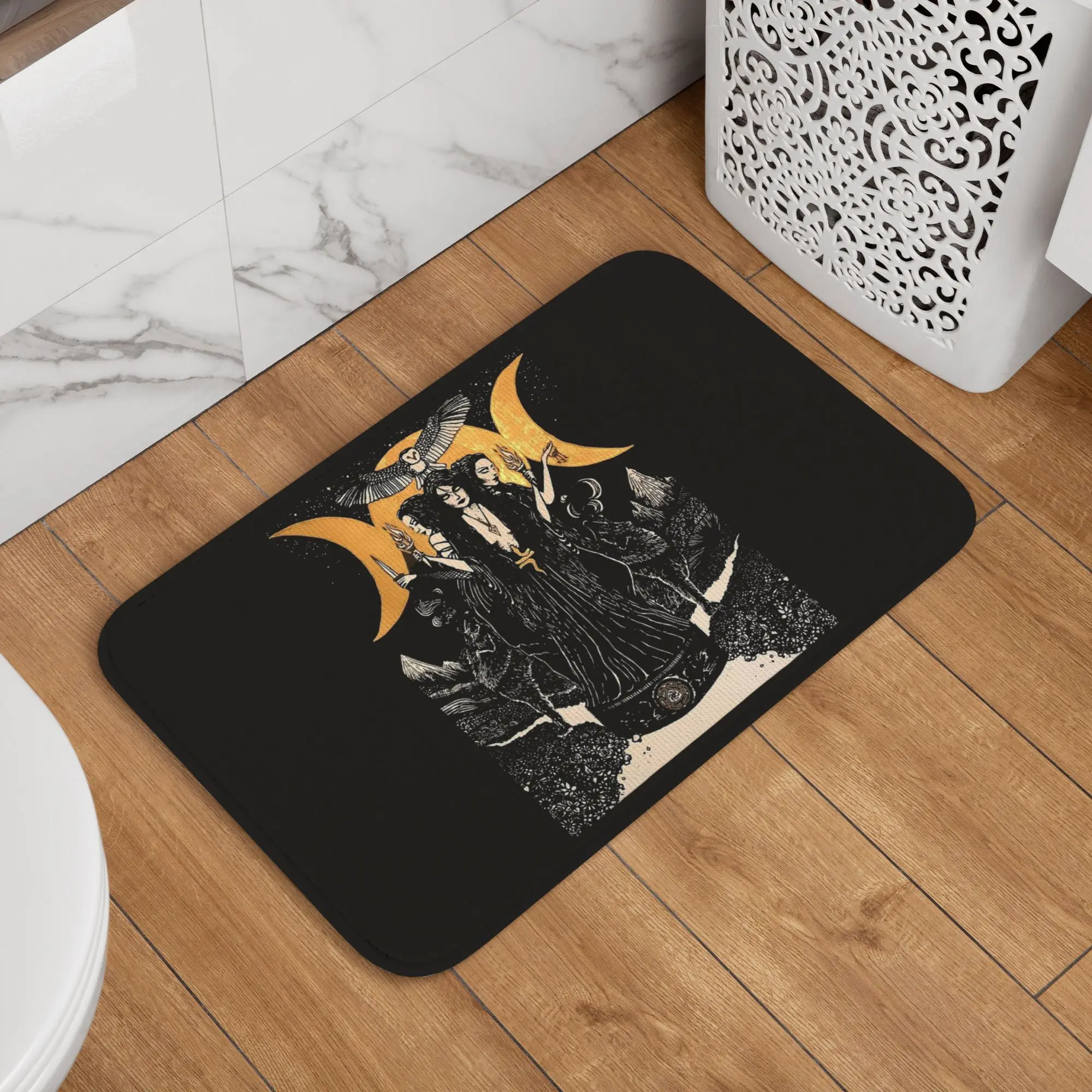 Hekate Triple Goddess Goth Occult Halloween Witch Doormat Cushion Carpet Rug Kitchen Entrance Floor Mat for Balcony Footpad Mats