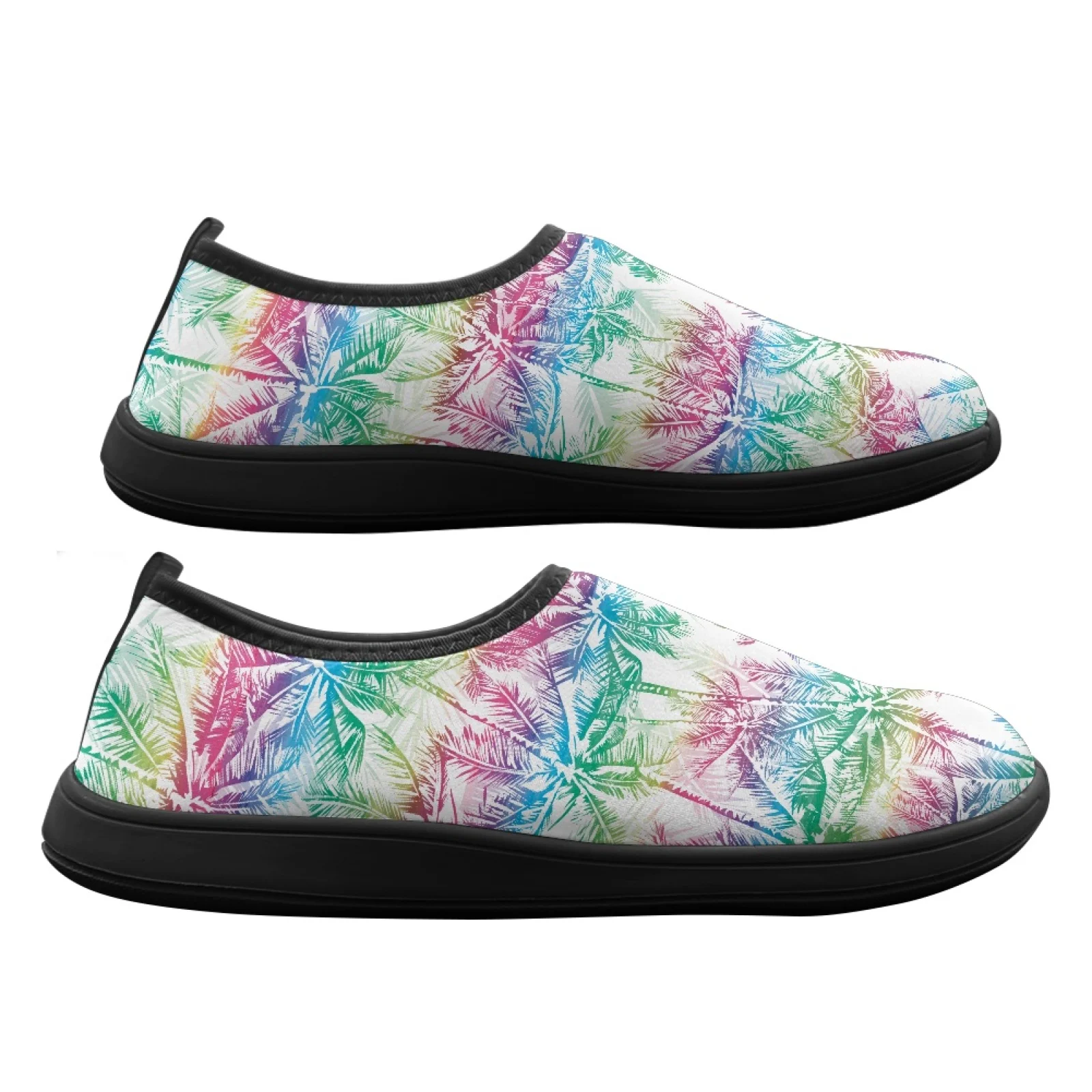 PENSTROLL Rainbow Palm Leaves Casual Shoes Polyester & EVA Barefoot Waters Shoes Wide Toe Box Athletic Shoes for Men