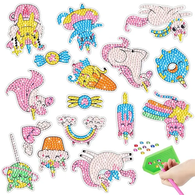 

Cartoon Colorful Unicorns Diamond Painting Kit - DIY Sticking Drills Embroidery Handiwork Schoolbag Decoration Ideal Best Gift
