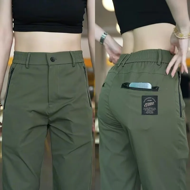 

Summer Silk Stretch Smooth Trousers Men Business Elastic Waist Korean Classic Thin Cool Black Gray Casual Suit Pants Male Brand