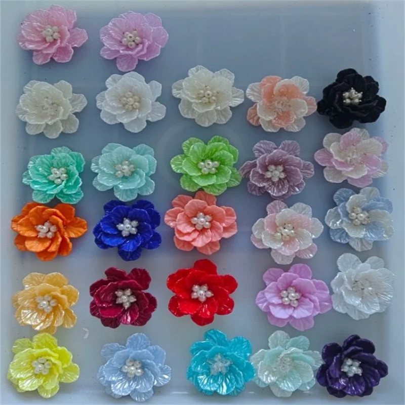 

Wholesale 40pcs/lot 43mm color print petal decoration handmade flowers shape acrylic beads diy jewelry garment hair accessory