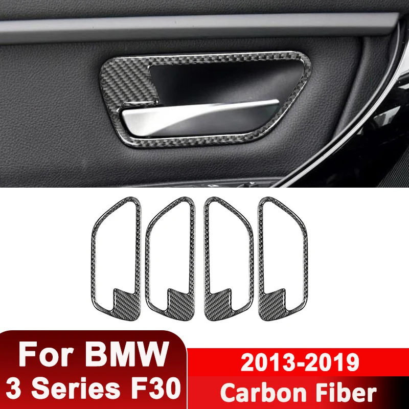 

For BMW 3 Series F30 2013-2019 Carbon Fiber Car Door Inner Pull Handle Trim Frame Decorative Sticker Auto Interior Accessories
