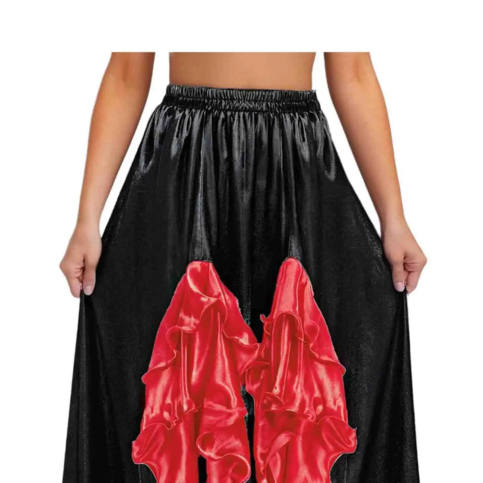 Feminino elegante flamenco espanhol dança desempenho saia 360 graus grande balanço cetim saia para espanhol tango salsa trajes de dança