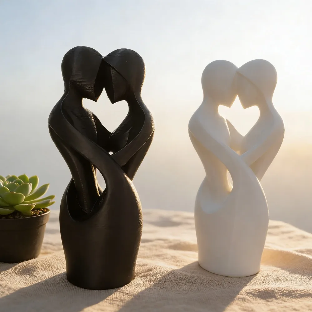 Esculturas minimalistas modernas de los amantes abrazando unos en otros, esculturas de amantes entrelazados, decoraciones para el hogar del Día de San Valentín