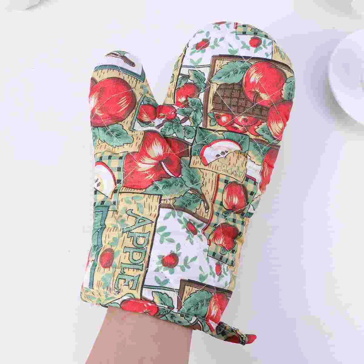 

2Pcs Oven Mitts Apples Pattern Gloves Non-Slip Oven Gloves Hot Pads Potholders Cooking Baking Gloves Kitchen Cooking Baking