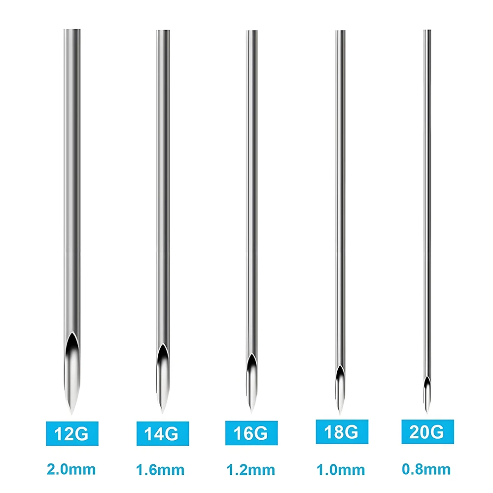 100/50/20/5pcs Body Piercing Needles 12G 14G 16G 18G 20G 316 Steel Piercing Puncture Needles For Navel Nipple Ear Nose Lips