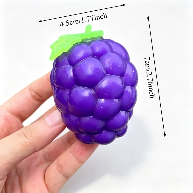 Cute Fluid Grapes Stress Ball Squishy Squeeze Toy Fruit-shaped Slow Rebound Fidget Toy Adult's Stress Relieving Gifts Home Decor
