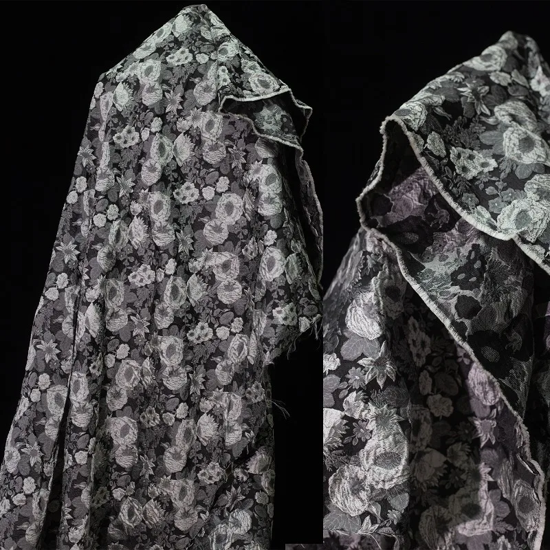 

Black White Gray Embossed Petal Jacquard Fabric for Bubble Skirt Fashion Design Apparel Diy Sewing Fabrics By The Yard Cloth