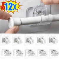 Self Adhesive Rail Hook Nail-Free Curtain Clamp Rods Clips Hooks Adjustable Shower Household Storage Hanging Stick Rack Holders