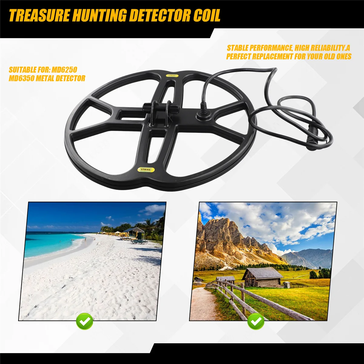 Professional Underground Metal Detector Coil for MD6250 MD6350 Waterproof Coil Vogue
