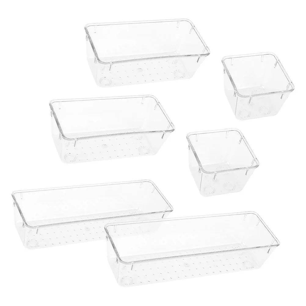 

6 Pcs Dressing Table Storage Box Office Drawer The Pet Clear Organizers Stackable