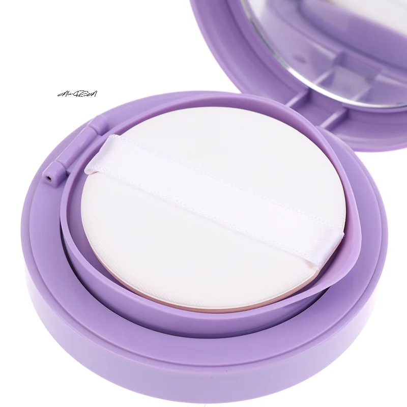 Purple Air Cushion Foundation DIY Kit with Empty Puff Mirror BB Cream Container Sponge Makeup Case - Beauty Cosmetic Use