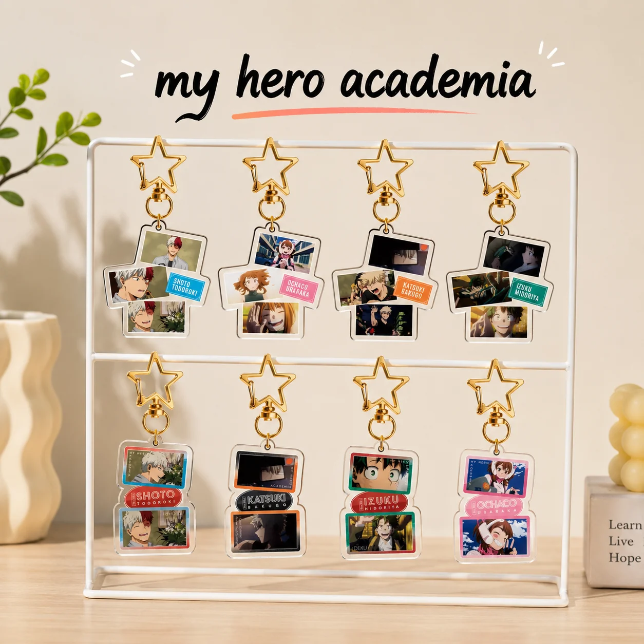 Anime My Hero Academia 6cm Acrylic Keyrings Bakugou/Eijirou Backpack Decorations Accessories Decor Gifts Exquisite Keys