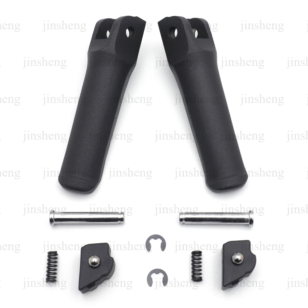 Matte Black/Chrome Motorcycle Rear Passenger Foot Pegs, Round Footrests, Aftermarket Replacement