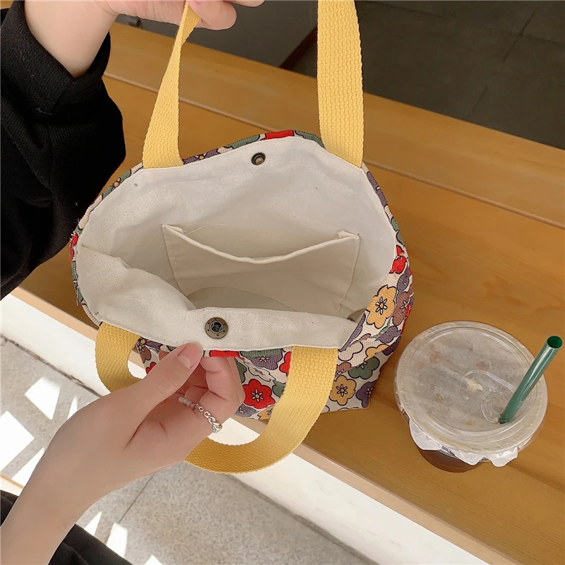 Corduroy Handheld Bag Women New Retro Handheld Multi-functional Bag Personalized Lunch Bag Gift Bag Commuter Student Bento Bag