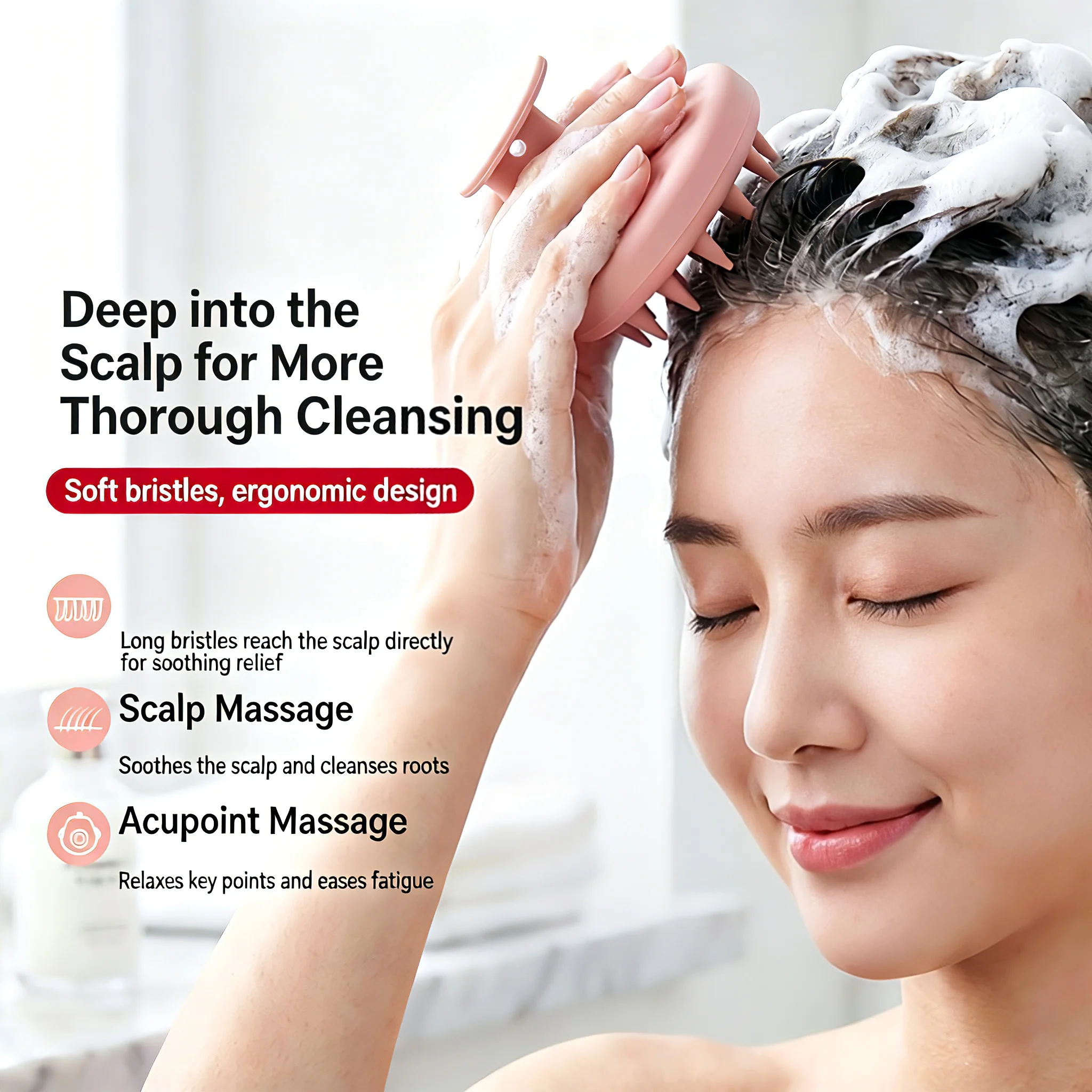 Silicone Shampoo Brush for Scalp Cleansing And Itch-Relief Household Hair Washing Comb Scalp Scrubber Massage Tool