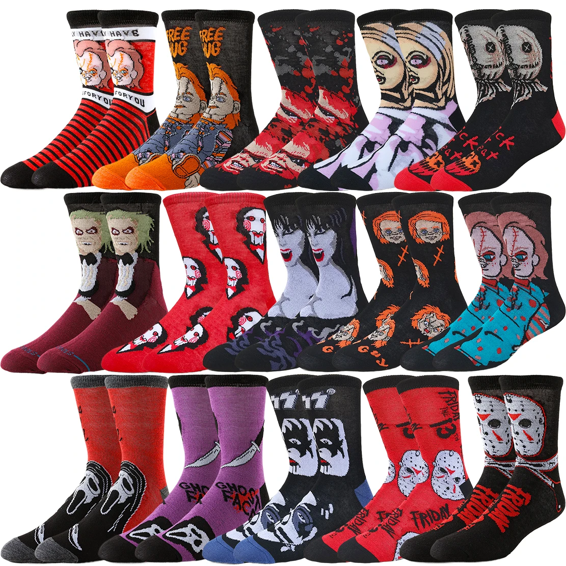 5 pares de calcetines de Anime de dibujos animados de moda urbana Hip Hop para hombres y mujeres con recurso que brilla en la oscuridad novedad divertida equipo Casual