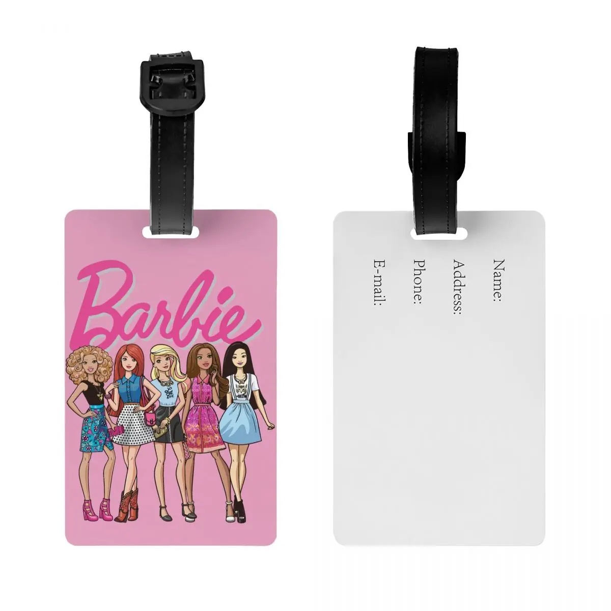 Custom Pink Girl Barbie Luggage Tag Suitcase Baggage Privacy Cover ID Label