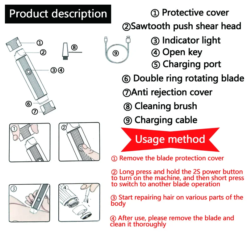 2026 New 2in1 Electric Razor for Women Painless Hair Removal Rechargeable Body Trimmer Underarm Mustache Epilator Shaver image 6