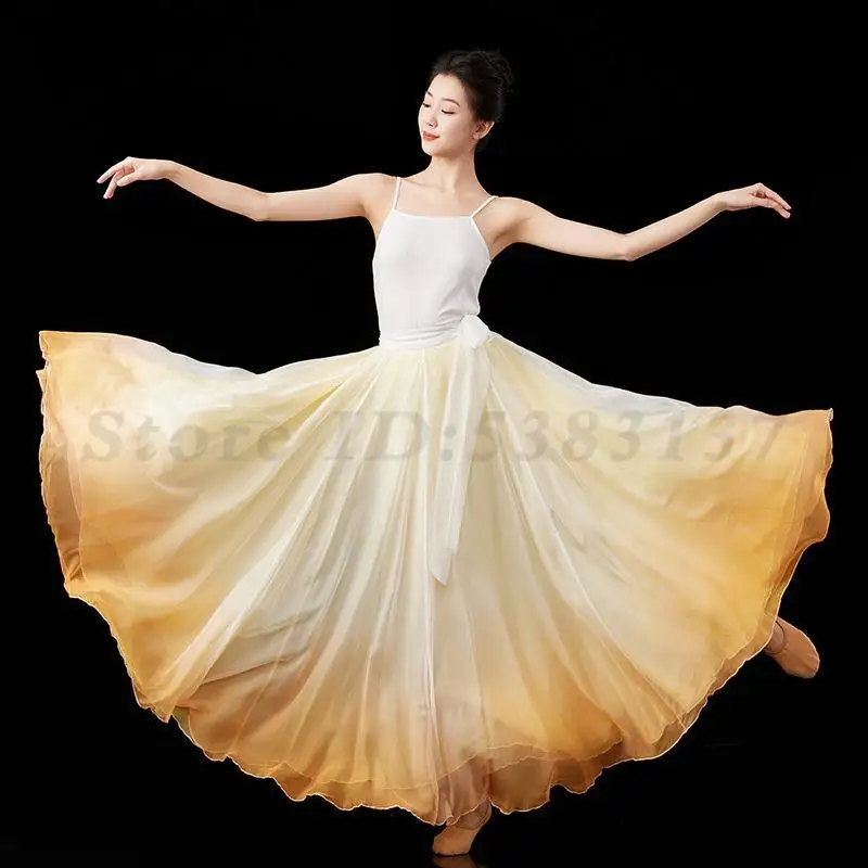 Costumi per Danza Classica, Gonna Sfumata per Spettacoli, Abbigliamento per Performance Cinesi, Elegante Abbigliamento da Balletto e Flamenco per Pratica