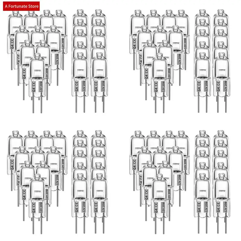 

80 Pcs G4 Halogen Bulbs,20W 12V Halogen Light Bulbs 2 Pin Clear Lamp Bulb,For Cooker Lighting,Signal Lights,Track-A78G