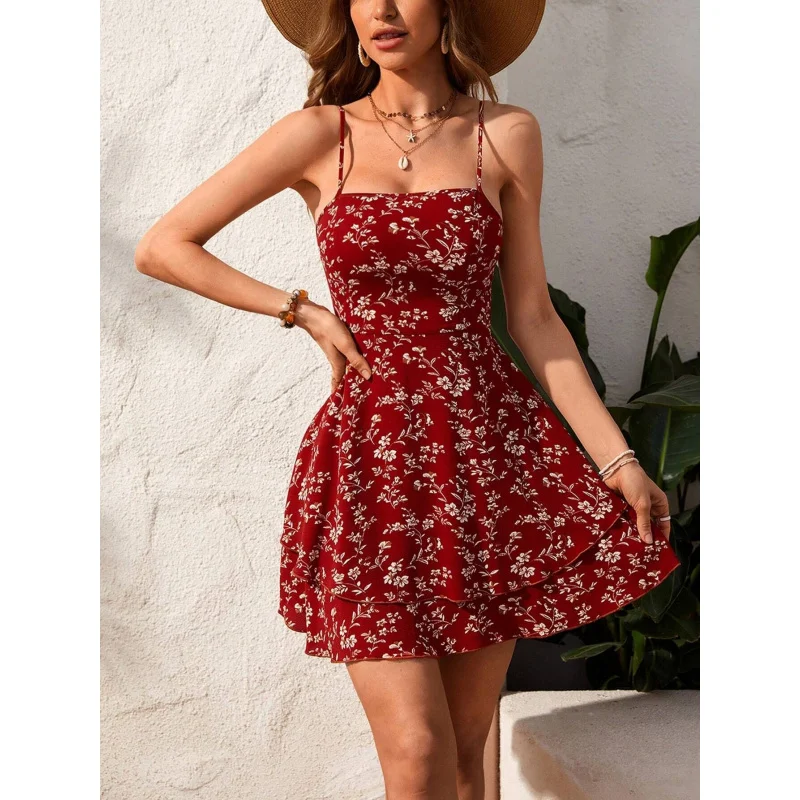 

Women's Sexy Backless DresssheinHot-Selling Small Floral Strap Vacation Dress