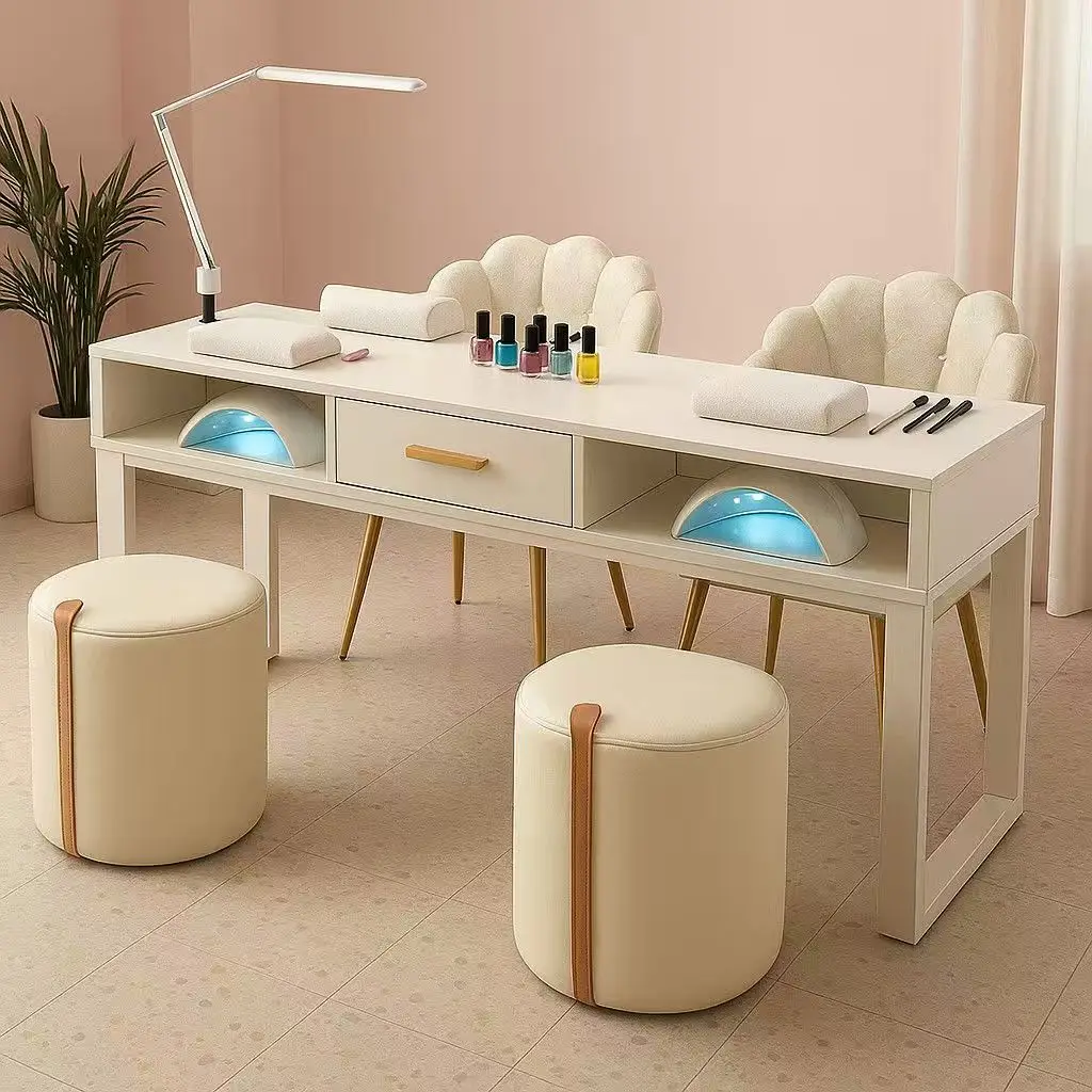 Nail Salon White Table Makeup Nail Art Furniture Set White Table For Sale