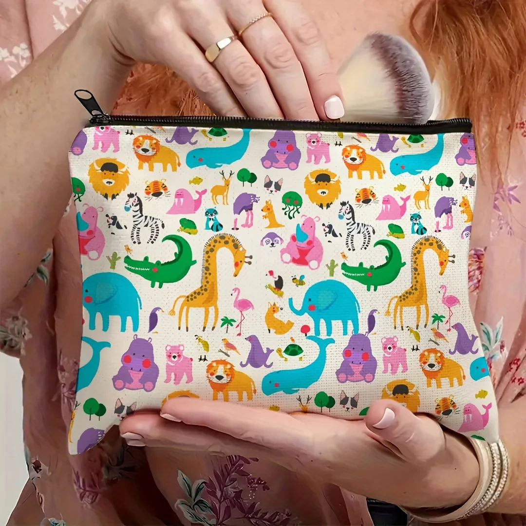 Charming Dinosaur Print Makeup Bag Spacious & Durable Cosmetic Pouch with Zipper Cosmetic Bag Perfect Gift for Women
