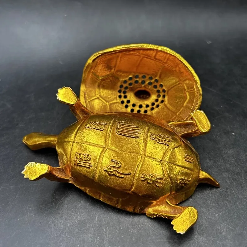 Retro Gilded Yuanbao Turtle Aromatherapy Stove Chinese Home Decoration