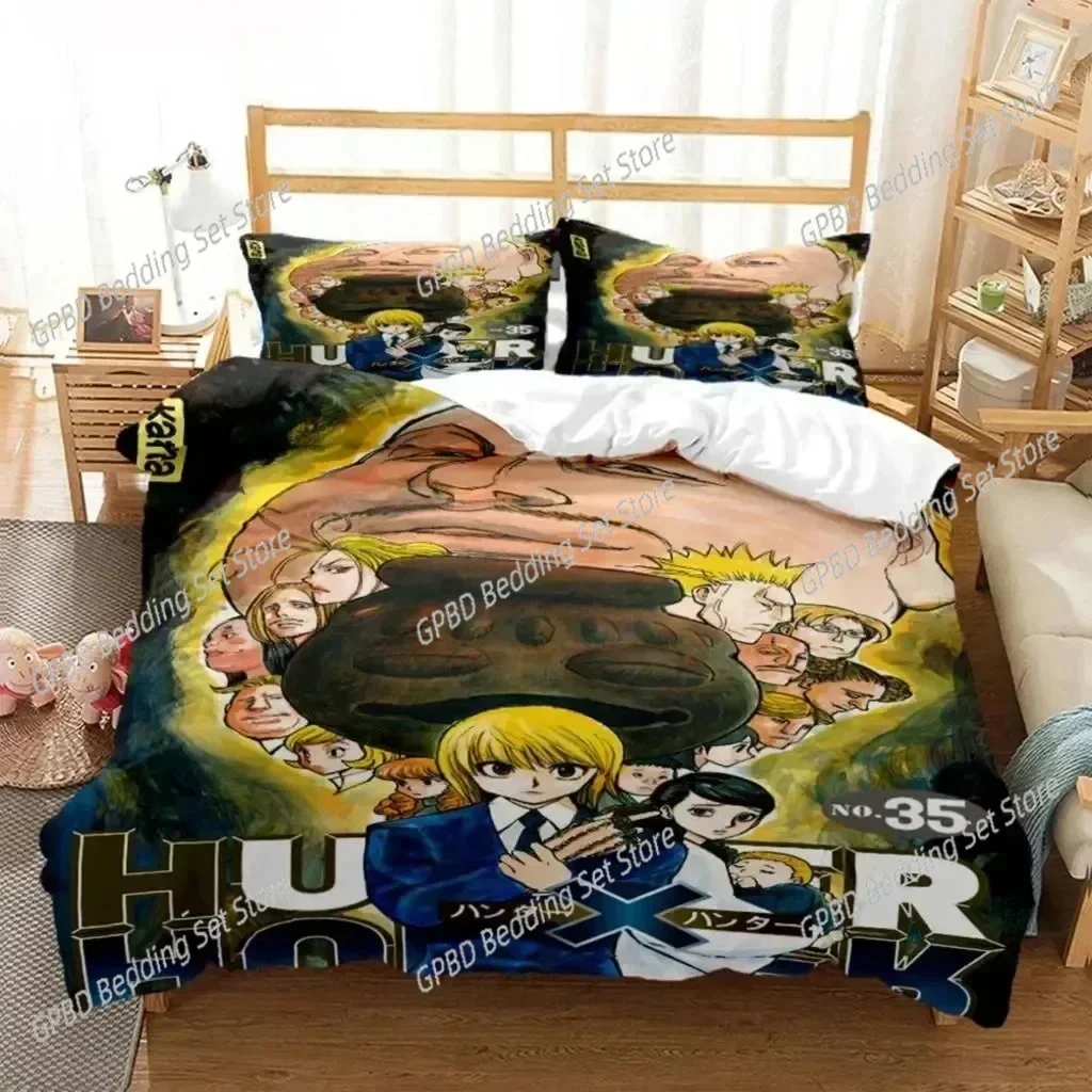 

Anime HUNTER HUNTER Bedding Set For Bedroom Soft Modern Bedspreads Comefortable Kids Duvet Cover Quilt Cover And Pillowcase