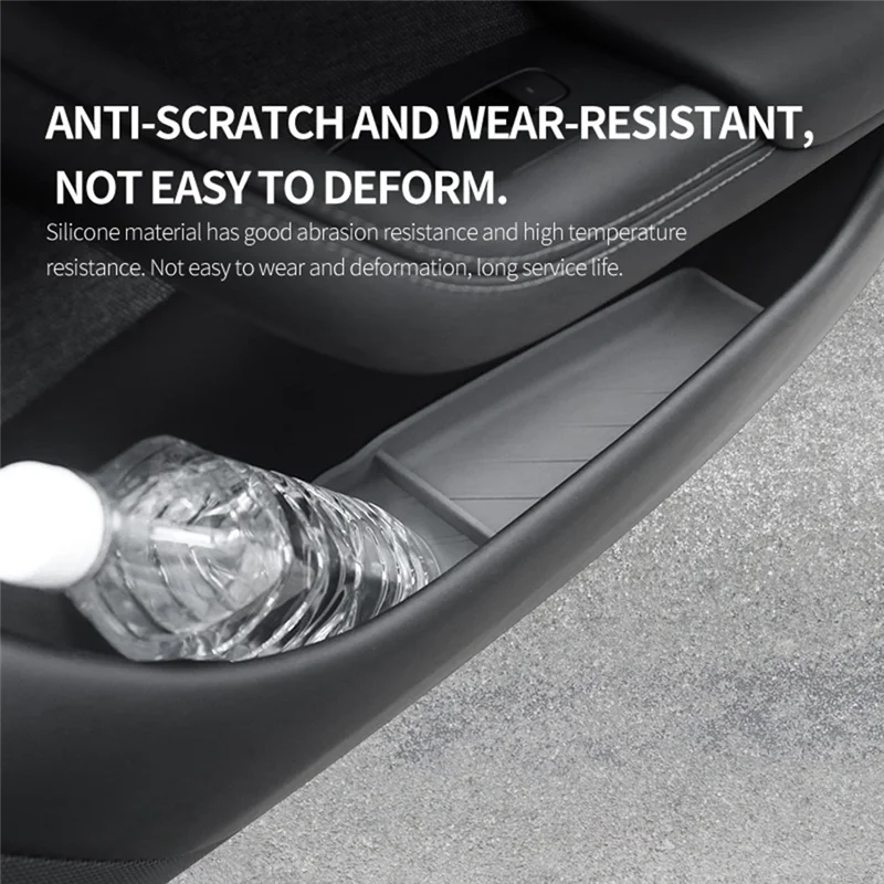 A19Q-For تسلا نموذج S الباب الجانب صندوق تخزين مقبض باب السيارة مظلة صينية المنظم مقاوم للماء بطانة حماية من السيليكون