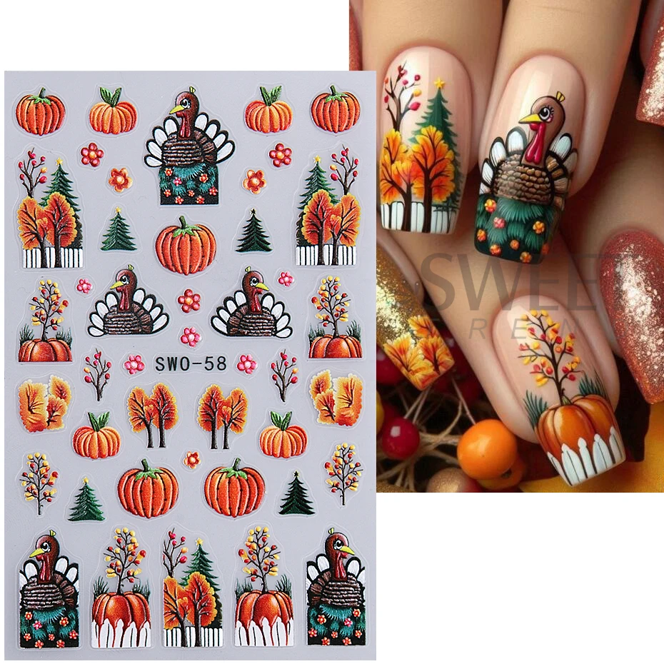 Christmas Cartoon Nail Art Stickers Santa Claus Neon Lamp Gingerbread Man Tree Self Adhesive Decals Snowman DIY Manicure Decor