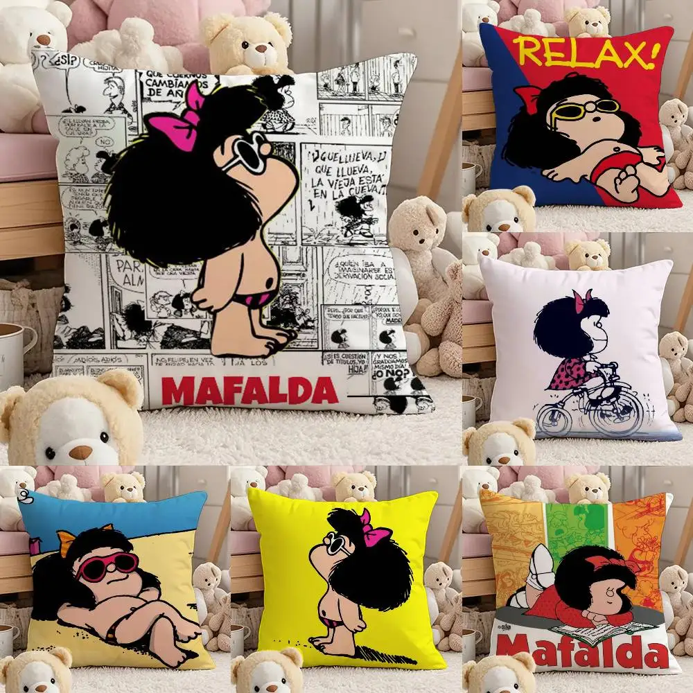 

C-Cartoon Comics M-MafaldaS Pillow Case Comfort Sofa Bed Silky Elegant Invisible Zipper Custom Decorative Cushion Cover