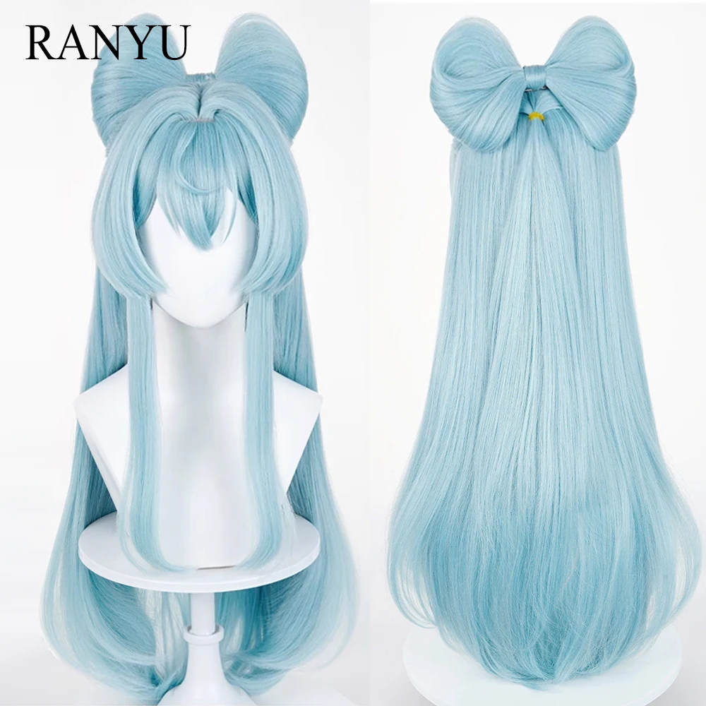 Genshin Impact Yumemizuki Mizuki Wig Long Synthetic Straight Blue Green Game Cosplay Fluffy Wig for Daily Party