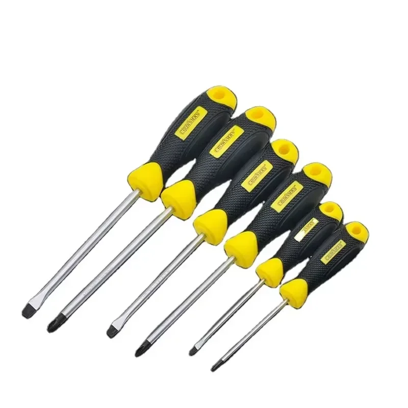 CROWNMAN Fastening Tools Classic CR-V 6PCS Magnetic TPR Handle Slotted/Phillips Screwdriver Set